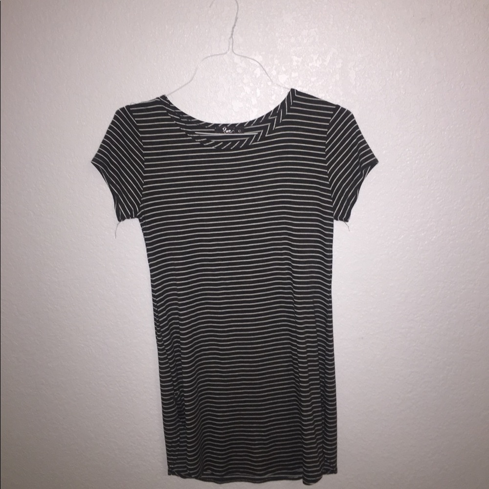 Dark gray and white t-shirt style dress.